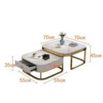 ⁦طاولة قهوة رخام مزدوجة بشكل حديث⁩ - الصورة ⁦4⁩