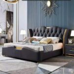 ⁦سرير نوم جلد مع 2 كمودينه⁩ - الصورة ⁦3⁩