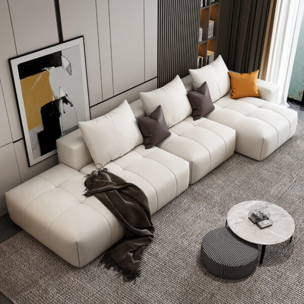 كنبة زاوية جلدية بتصميم إيطالي فاخر