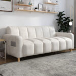 ⁦كنب مريح بثلاثة مقاعد – تصميم ليزي شيك عصري – إسفنج عالي الكثافة – قماش ناعم – لون رمادي فاتح⁩ - الصورة ⁦5⁩