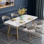 طاولة طعام بسطح رخامي مع كراسى