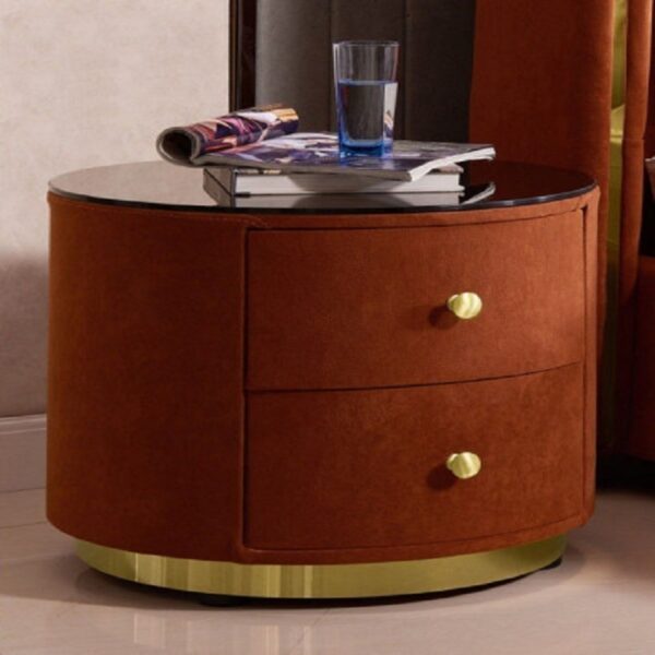 طاولة جانبية مستديرة بقاعدة استانلس ستيل