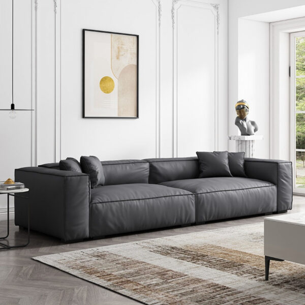 كنبة مودرن جلد مريح بتصميم فاخر