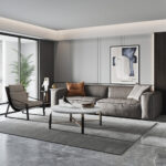 ⁦كنبة مودرن جلد مريح بتصميم فاخر⁩ - الصورة ⁦2⁩