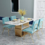 ⁦طاولة طعام رخام مع كراسي⁩ - الصورة ⁦2⁩