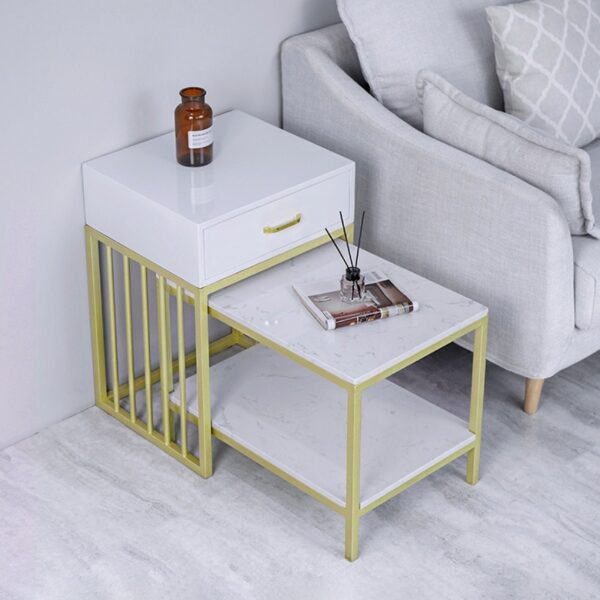 طاولة جانبية مزدوجة متداخلة بتصميم حديث