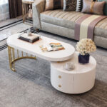 طاولة قهوة باللون الابيض والذهبي