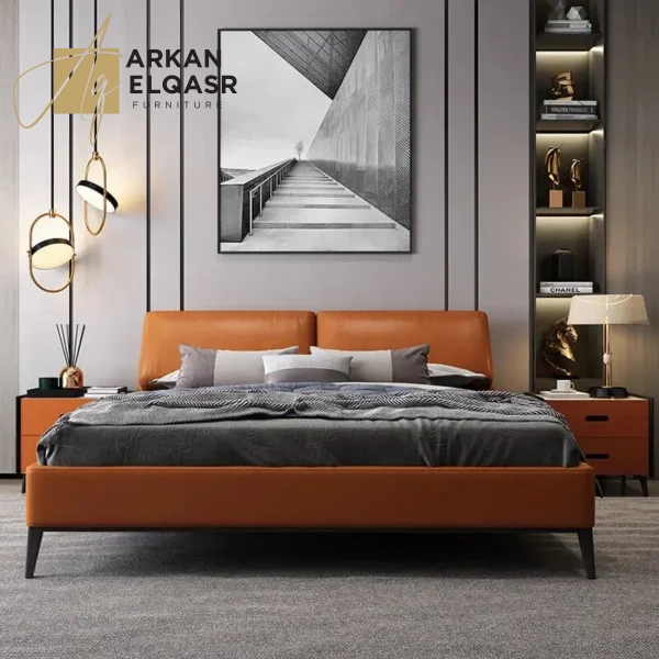 سرير نوم جلد بتصميم فاخر