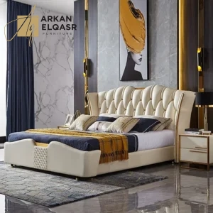 سرير نوم جلد مع 2 كمودينه