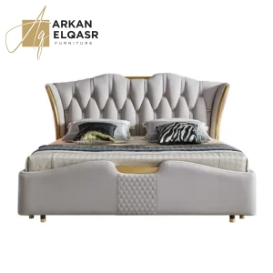 سرير نوم جلد مع 2 كمودينه