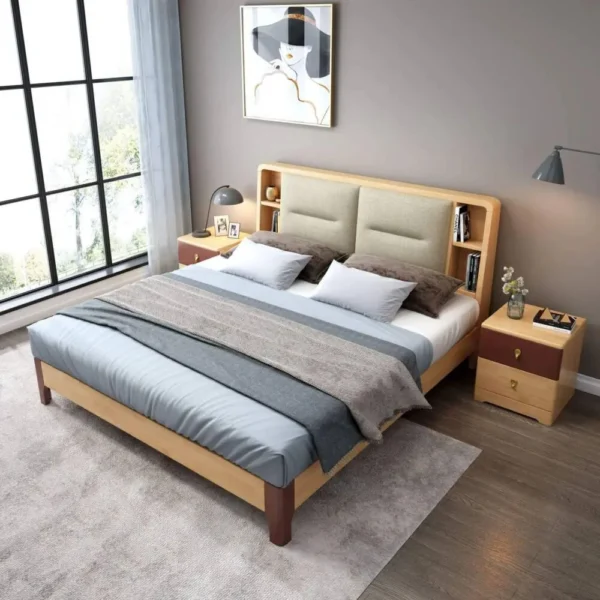 سرير خشب بتصميم أنيق