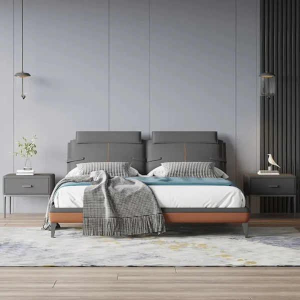 سرير نوم جلد بتصميم عصرى مميز