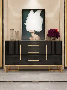 طاولة بوفيه طعام فاخر بسطح رخامي
