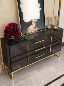 طاولة بوفيه طعام فاخر بسطح رخامي
