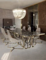 ⁦طاولة طعام رخام و كراسي بتصميم حديث⁩ - الصورة ⁦5⁩