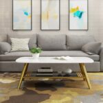 ⁦طاولة قهوة رخامية بقاعدة ستيل مودرن⁩ - الصورة ⁦3⁩