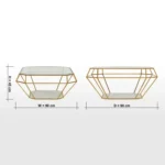 ⁦طاولة قهوة بسطح زجاجي بتصميم سداسي⁩ - الصورة ⁦5⁩