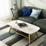 ⁦طاولة قهوة رخامية بقاعدة ستيل مودرن⁩ - الصورة ⁦2⁩