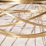 ⁦طاولة قهوة دائرية بتصميم ملتف وسطح زجاجي⁩ - الصورة ⁦3⁩