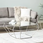 ⁦طاولة قهوة بسطح زجاجي بتصميم سداسي⁩ - الصورة ⁦6⁩