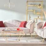 طاولة قهوة بسطح زجاجي بتصميم سداسي