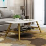 طاولة قهوة رخامية بقاعدة ستيل مودرن