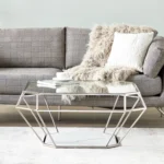 ⁦طاولة قهوة بسطح زجاجي بتصميم سداسي⁩ - الصورة ⁦3⁩