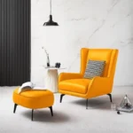 ⁦كرسى استرخاء من الجلد مع مسند للقدم⁩ - الصورة ⁦2⁩