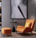 ⁦كرسى استرخاء من الجلد مع مسند للقدم⁩ - الصورة ⁦6⁩