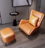 ⁦كرسى استرخاء من الجلد مع مسند للقدم⁩ - الصورة ⁦4⁩