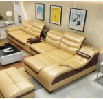 ⁦كنب زاويه جلد عصري مزود بشازلونج للمساج والاسترخاء⁩ - الصورة ⁦4⁩