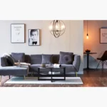 ⁦كنبة زاوية مخملية رباعية بتصميم أركيد⁩ - الصورة ⁦8⁩