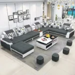 ⁦كنب زاوية بشكل دائري فاخر – تصميم غير تقليدي – تنجيد مريح – قاعدة خشبية – مناسب لغرف المعيشة الواسعة⁩ - الصورة ⁦2⁩