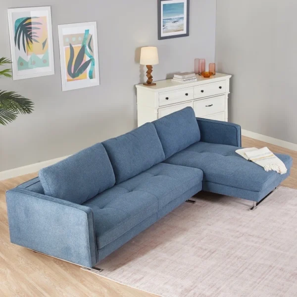 كنبة زاوية بقاعدة مربعة معدنية ثابتة