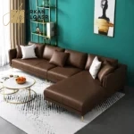 كنب زاويه جلد بتصميم إيطالي