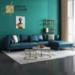 كنب زاويه جلد بتصميم إيطالي