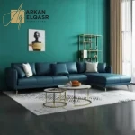 كنب زاويه جلد بتصميم إيطالي