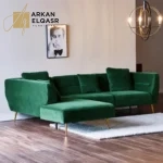 كنبة زاوية مخملية رباعية بتصميم أركيد