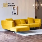 كنبة زاوية مخملية رباعية بتصميم أركيد