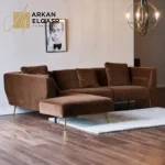 كنبة زاوية مخملية رباعية بتصميم أركيد