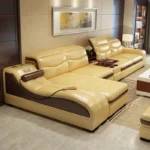 ⁦كنب زاويه جلد عصري مزود بشازلونج للمساج والاسترخاء⁩ - الصورة ⁦2⁩