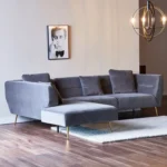 ⁦كنبة زاوية مخملية رباعية بتصميم أركيد⁩ - الصورة ⁦4⁩