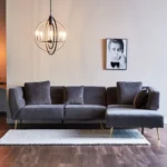 ⁦كنبة زاوية مخملية رباعية بتصميم أركيد⁩ - الصورة ⁦6⁩