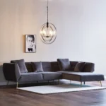 ⁦كنبة زاوية مخملية رباعية بتصميم أركيد⁩ - الصورة ⁦7⁩