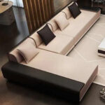 ⁦كنب زاويه جلد بتصميم فاخر⁩ - الصورة ⁦6⁩