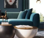 ⁦كنبة مخملية بتصميم مريح وجذاب⁩ - الصورة ⁦2⁩