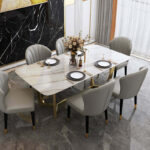 طاولة طعام رخام بقاعده معدنيه فاخرة