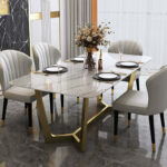 ⁦طاولة طعام رخام بقاعده معدنيه فاخرة⁩ - الصورة ⁦3⁩