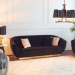 ⁦كنب مخمل 3 مقاعد بتصميم برودي⁩ - الصورة ⁦3⁩