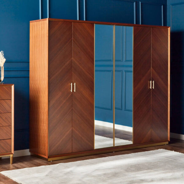 خزانة ملابس 6 أبواب بأدراج - ريفايند فينتاج